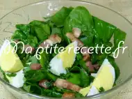 Photo recette salade d'épinards nouveaux aux lardons