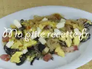 Photo recette vermicelles de riz, lardons et champignons