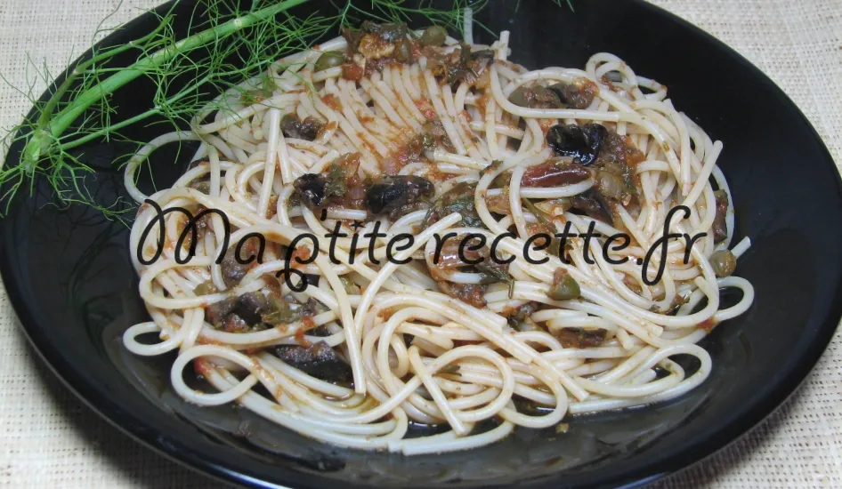 spaghettis aux câpres et aux olives